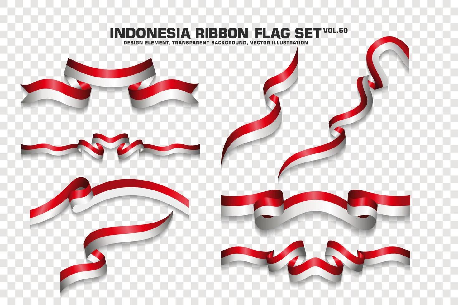 Indonesia Ribbon Flags Set, Element design, 3D style. vector Illustration