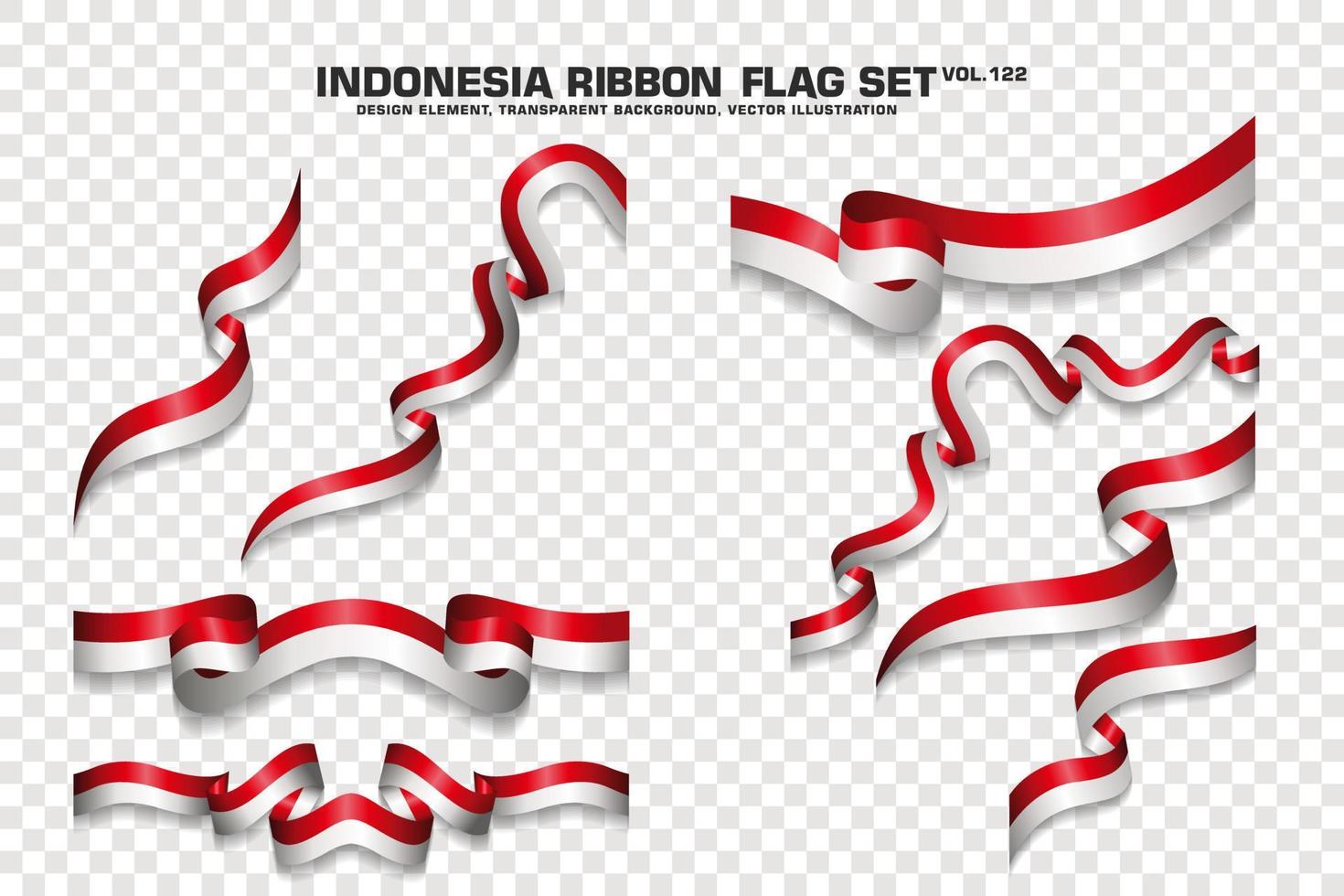 Indonesia Ribbon Flags Set, Element design, 3D style. vector Illustration