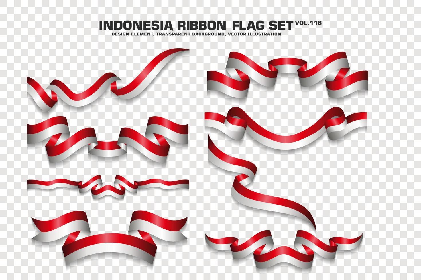 Indonesia Ribbon Flags Set, Element design, 3D style. vector Illustration