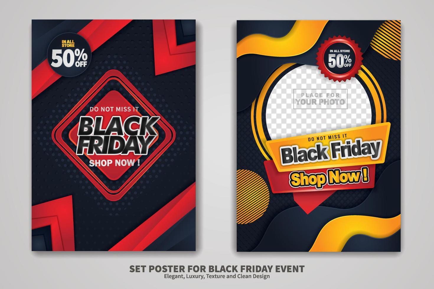 Black Friday Sale poster design set vector