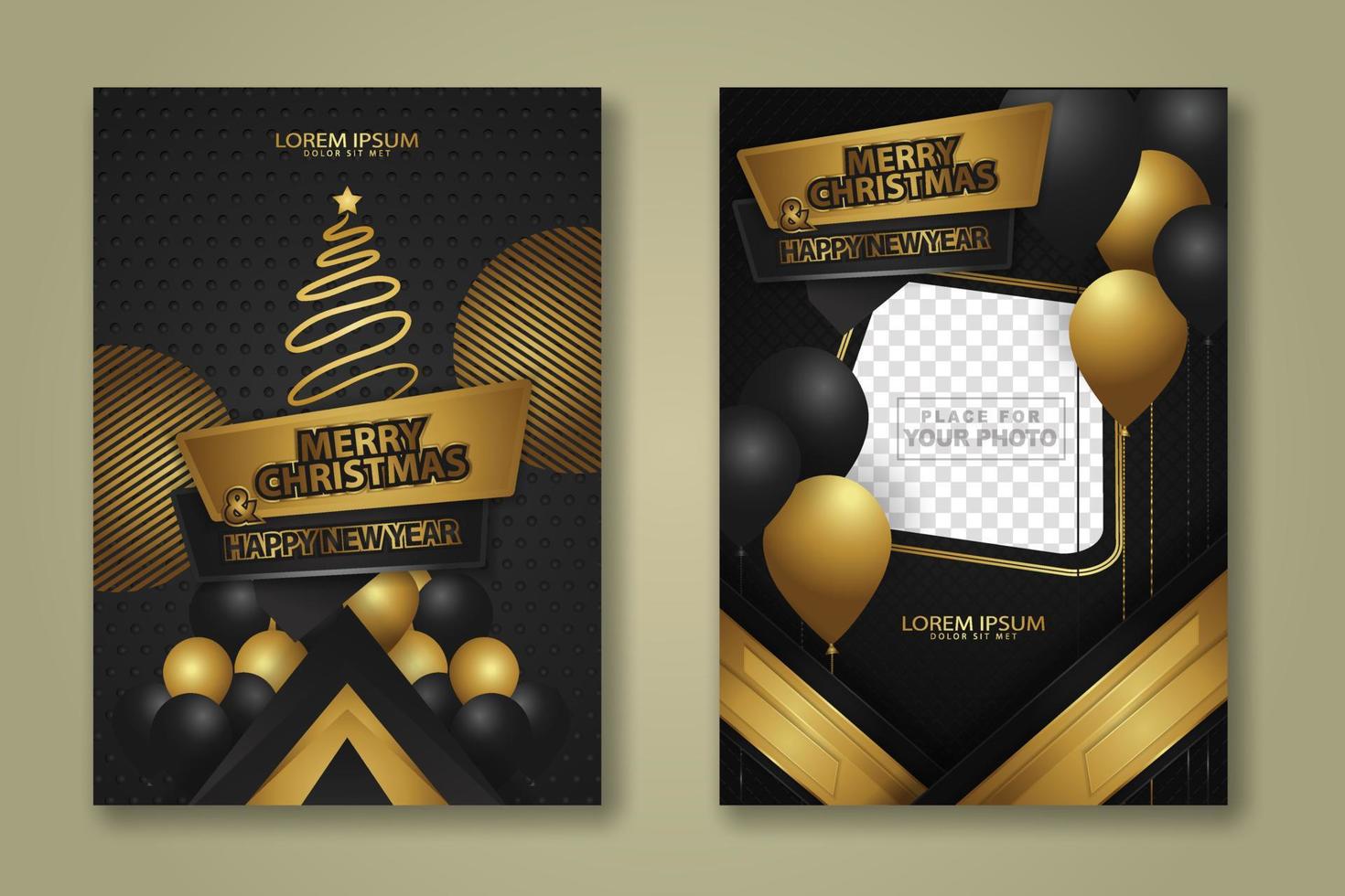 luxury Christmas Poster Template with Shiny Gold and texture background. Vector illustration