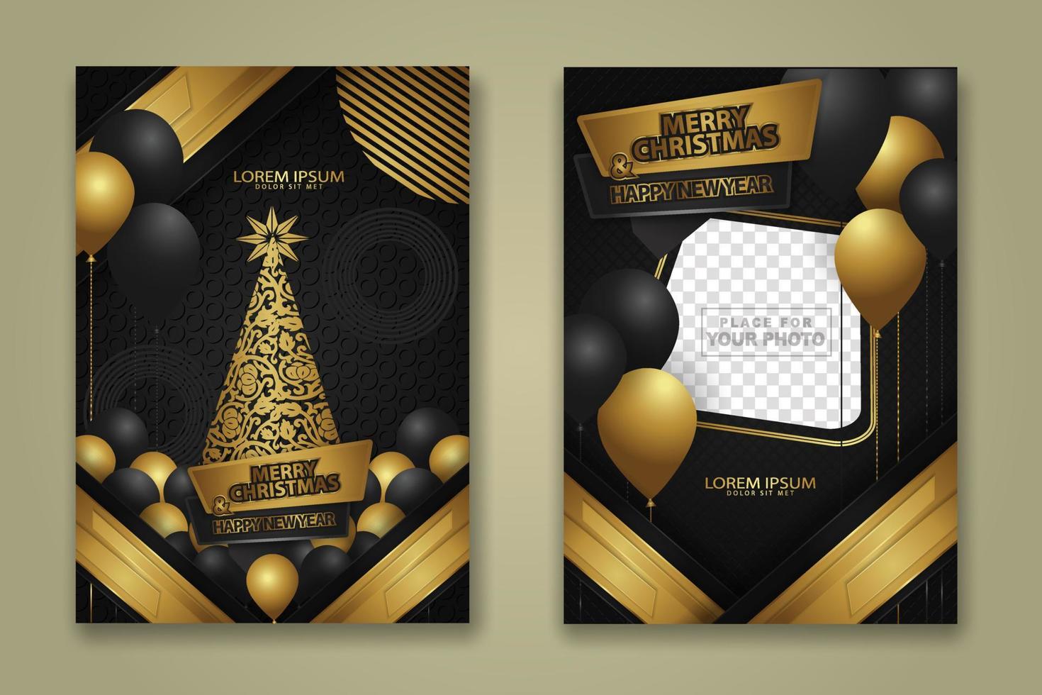 luxury Christmas Poster Template with Shiny Gold and texture background. Vector illustration