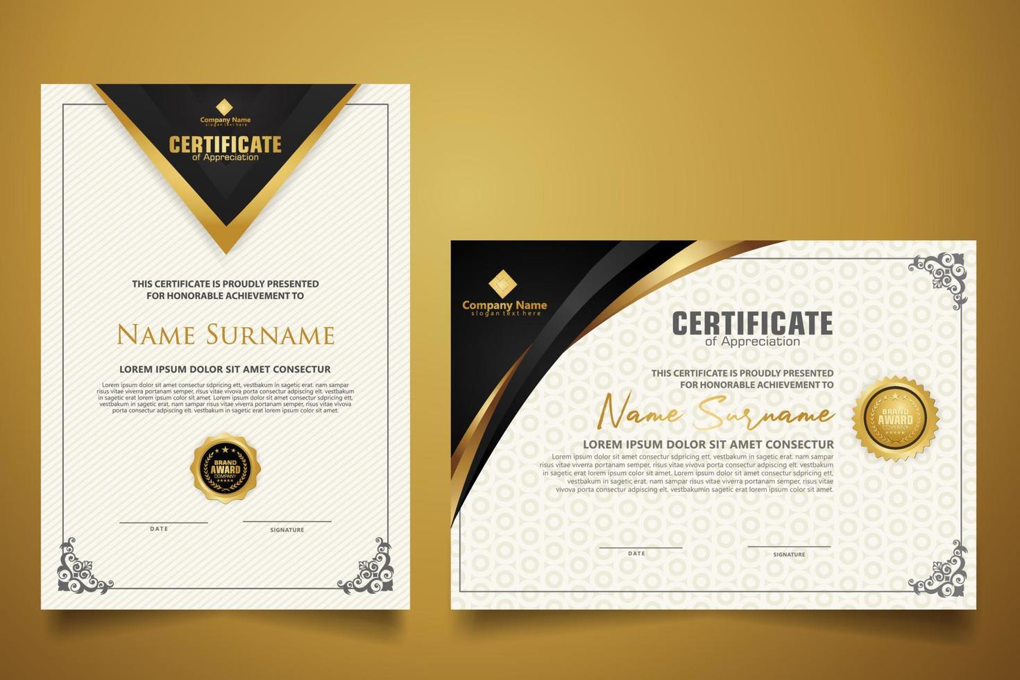 certificate template with classic frame and modern pattern, diploma, vector illustration