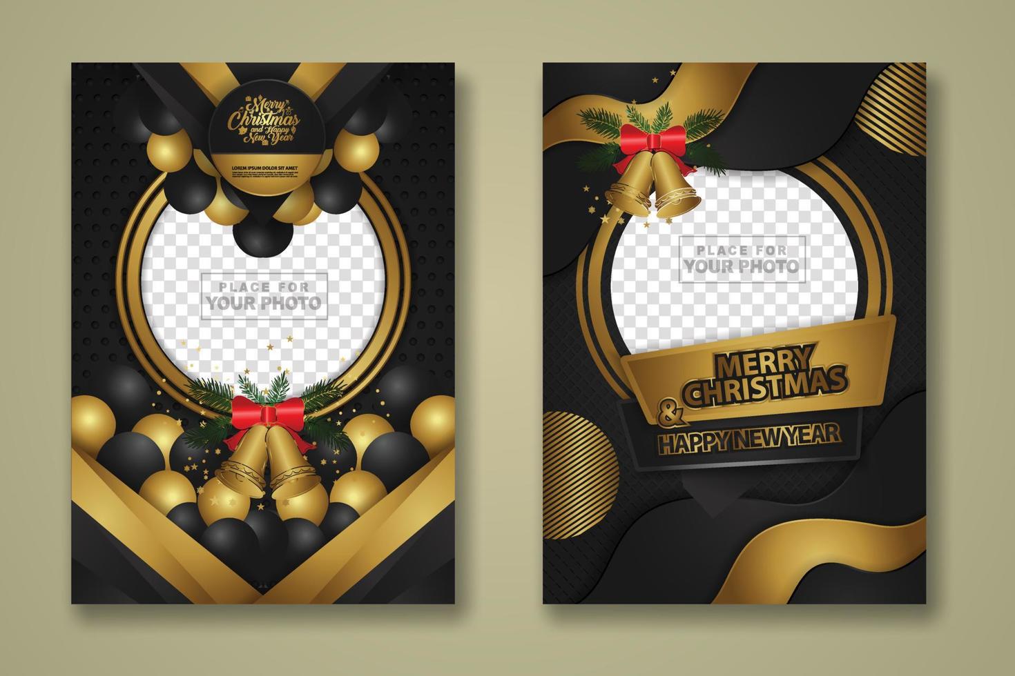 luxury Christmas Poster Template with Shiny Gold and texture background. Vector illustration