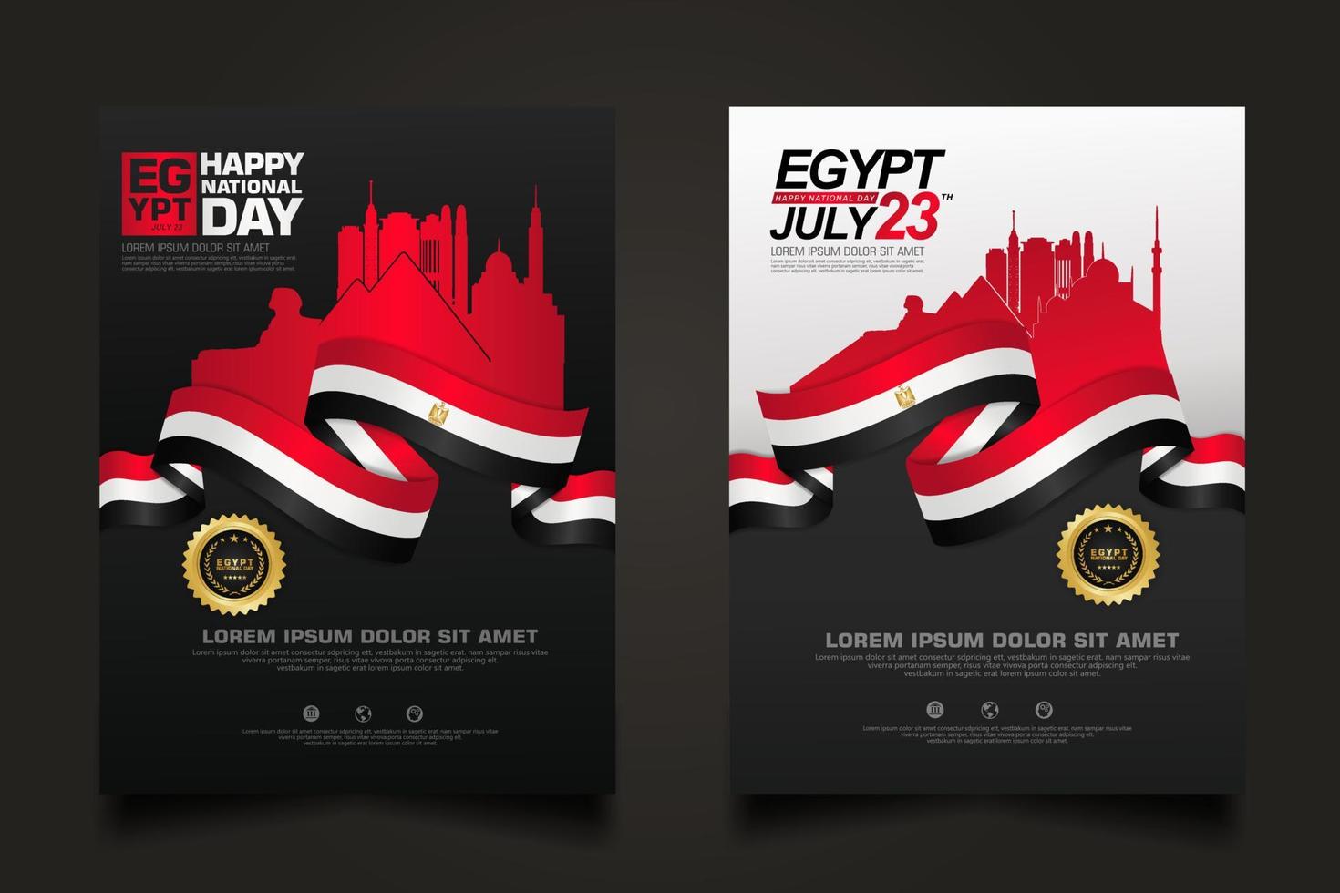 set poster Egypt happy National Day background template vector