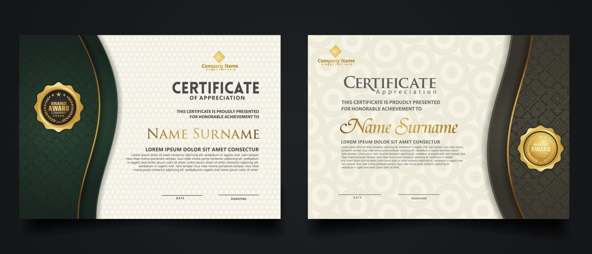 Luxury certificate template with elegant corner frame and realistic texture pattern, diploma Vector illustration