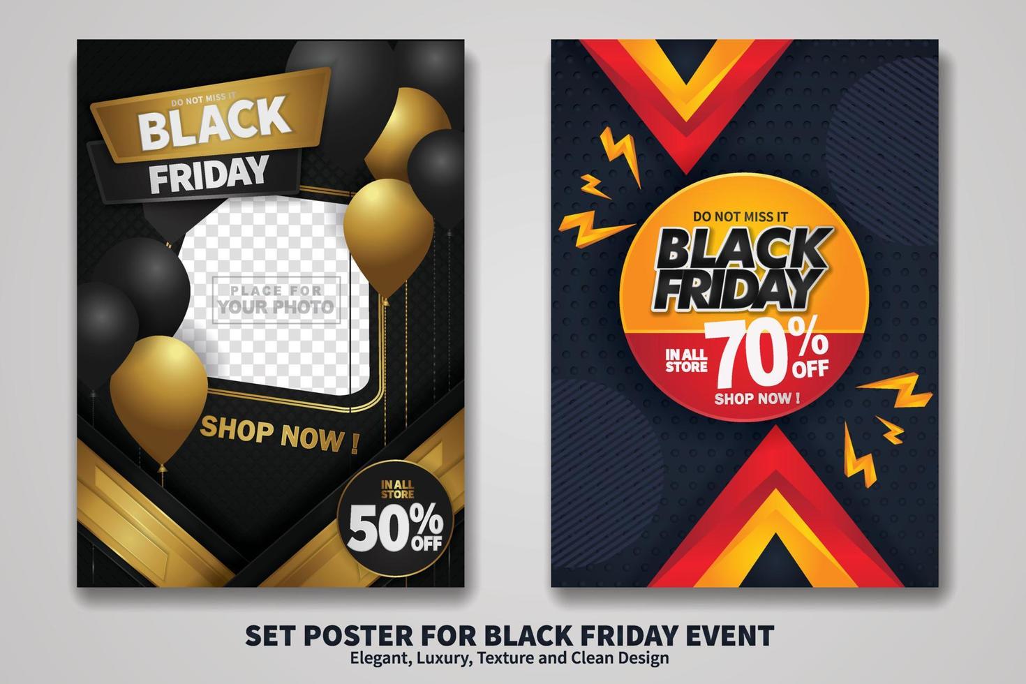 conjunto de diseño de cartel de venta de viernes negro vector