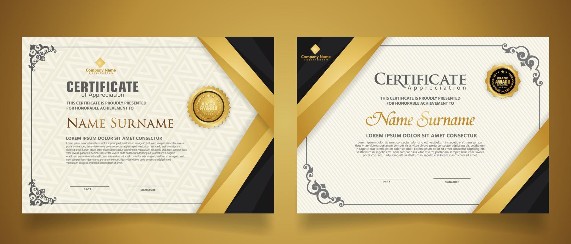 certificate template with classic frame and modern pattern, diploma, vector illustration
