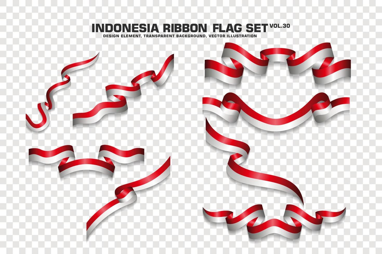 Indonesia Ribbon Flags Set, Element design, 3D style. vector Illustration