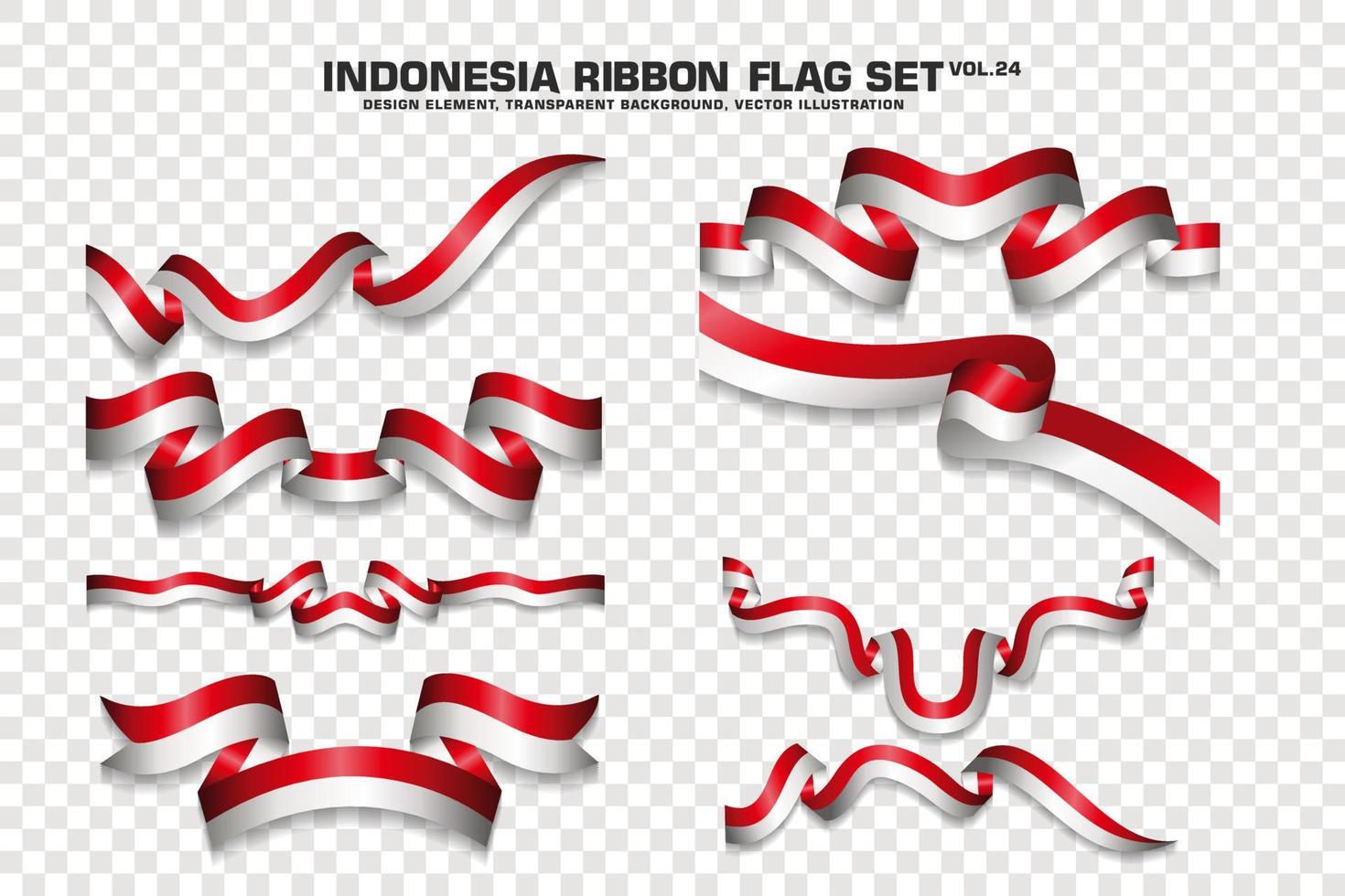 conjunto de banderas de cinta de indonesia, diseño de elementos, estilo 3d. ilustración vectorial vector