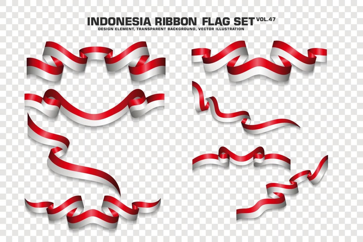 Indonesia Ribbon Flags Set, Element design, 3D style. vector Illustration