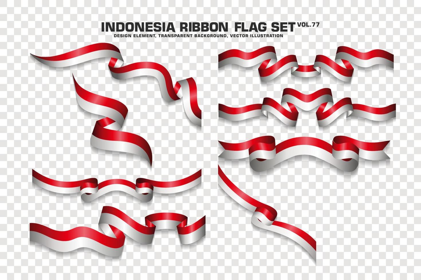 Indonesia Ribbon Flags Set, Element design, 3D style. vector Illustration