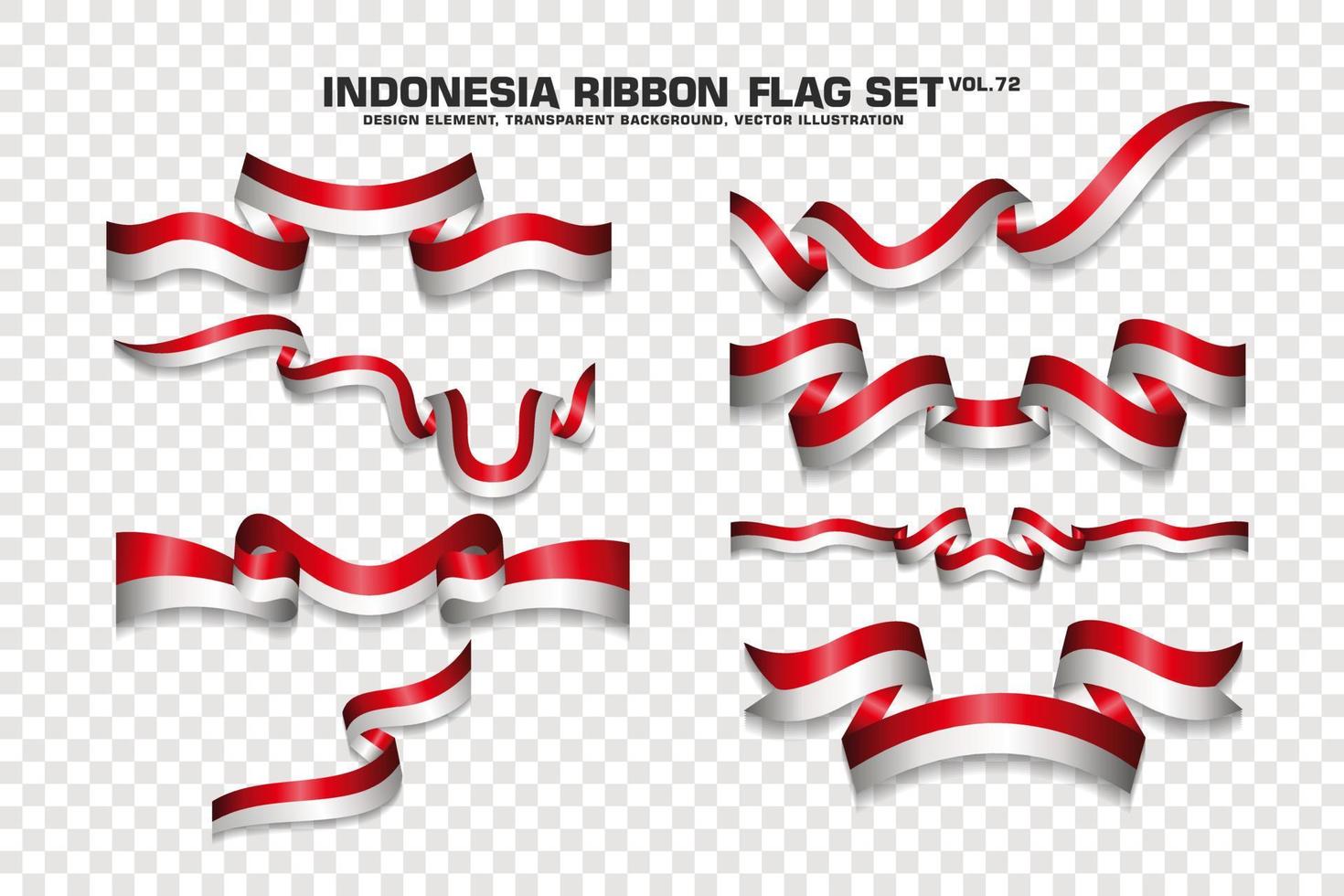 Indonesia Ribbon Flags Set, Element design, 3D style. vector Illustration