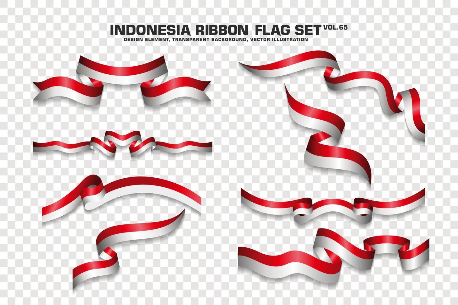 Indonesia Ribbon Flags Set, Element design, 3D style. vector Illustration