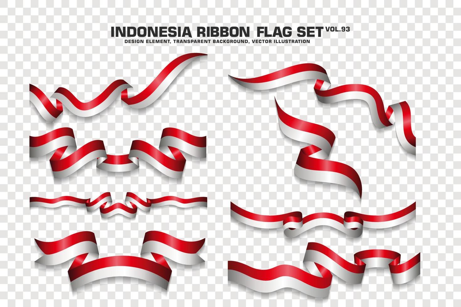 Indonesia Ribbon Flags Set, Element design, 3D style. vector Illustration