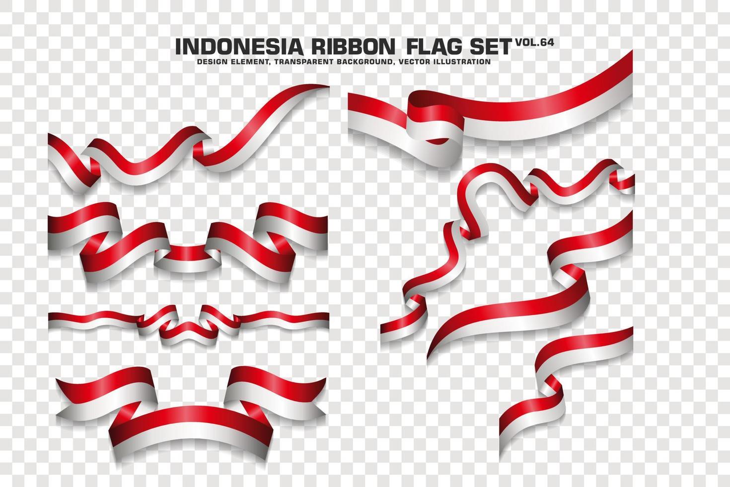 conjunto de banderas de cinta de indonesia, diseño de elementos, estilo 3d. ilustración vectorial vector