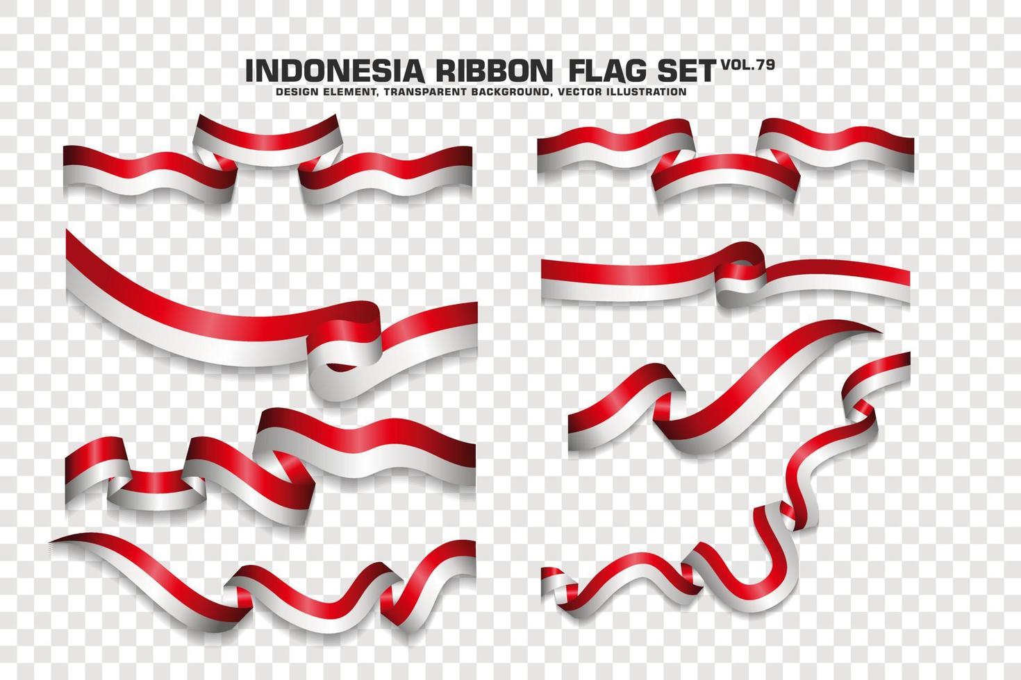 conjunto de banderas de cinta de indonesia, diseño de elementos, estilo 3d. ilustración vectorial vector