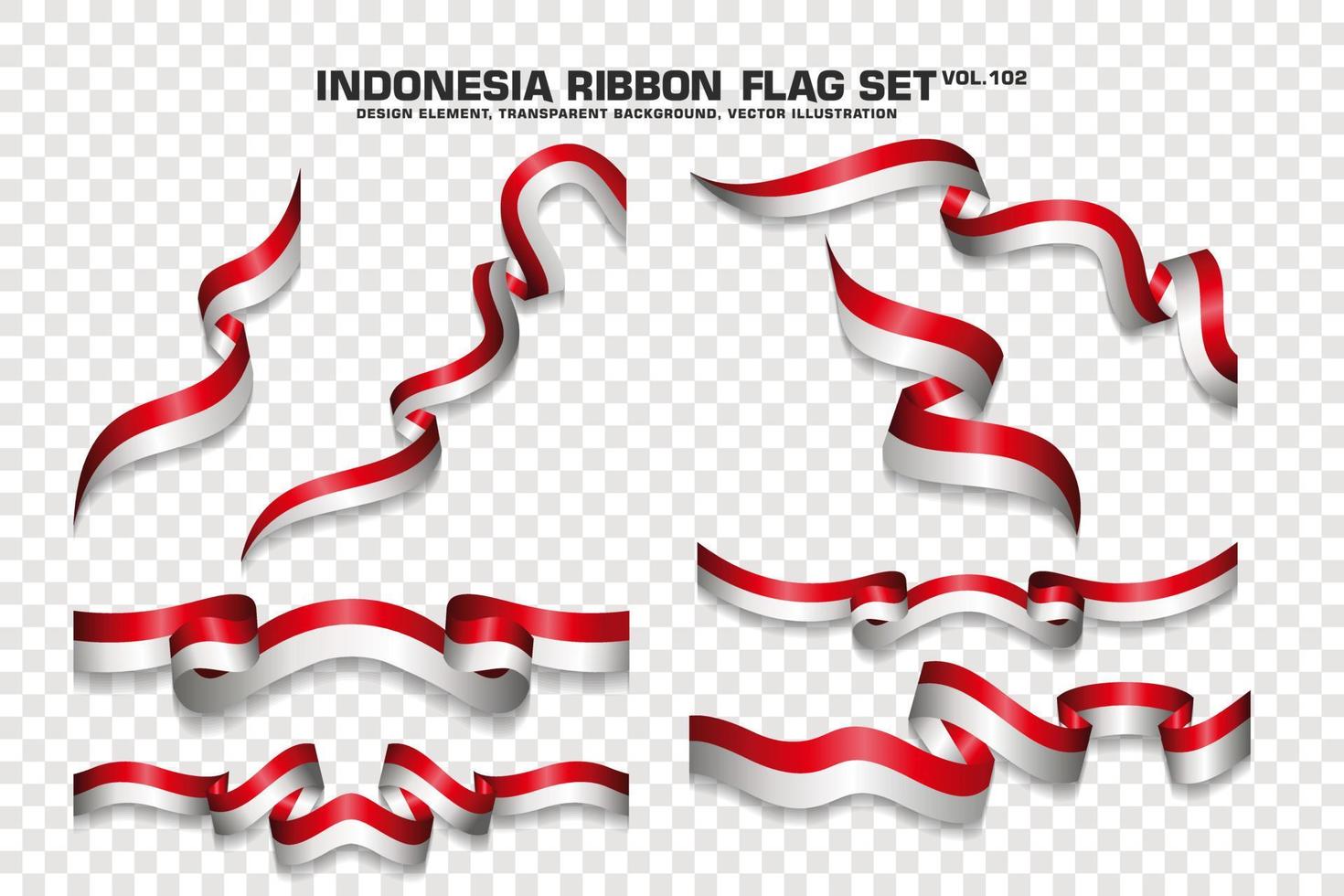 Indonesia Ribbon Flags Set, Element design, 3D style. vector Illustration