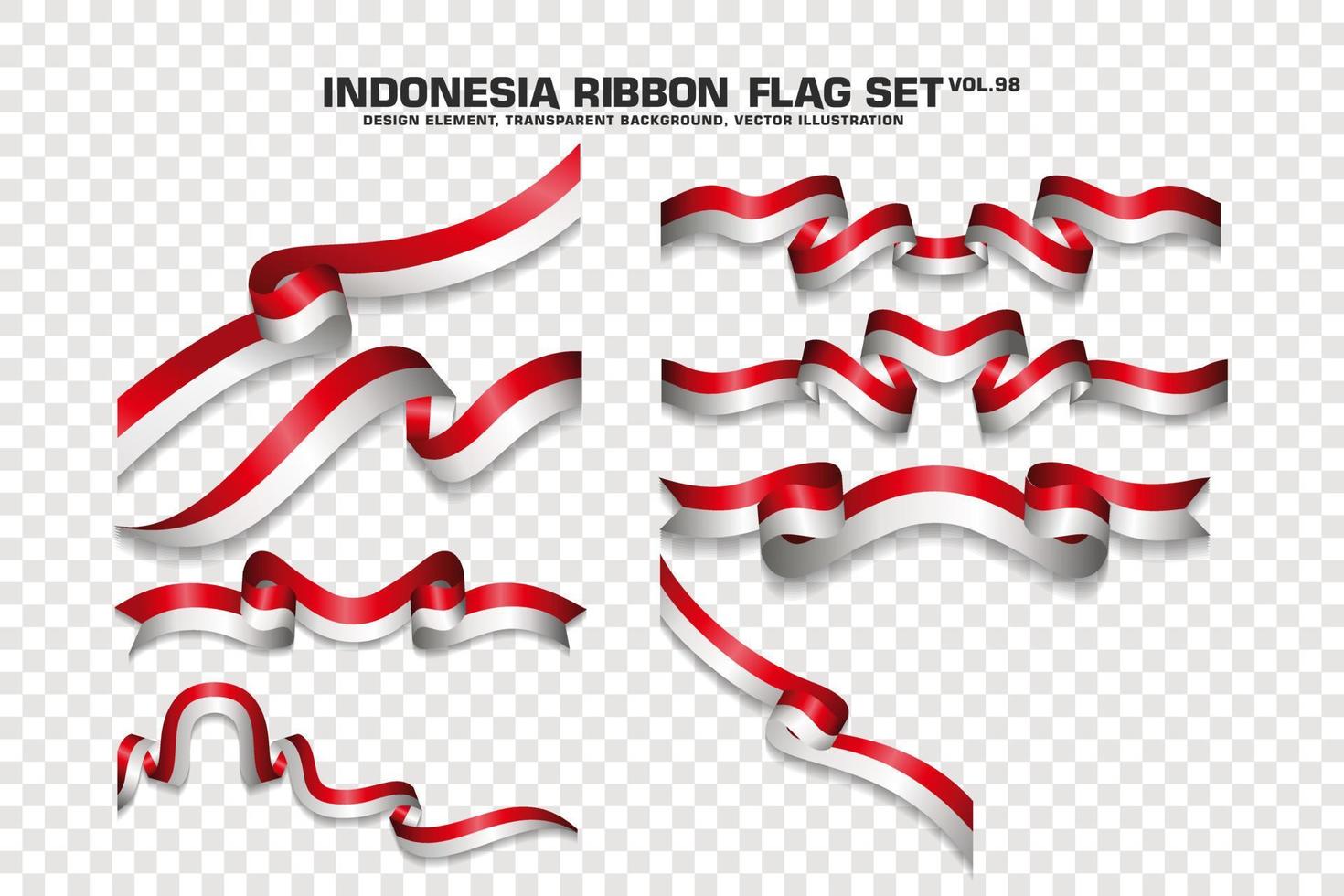 Indonesia Ribbon Flags Set, Element design, 3D style. vector Illustration