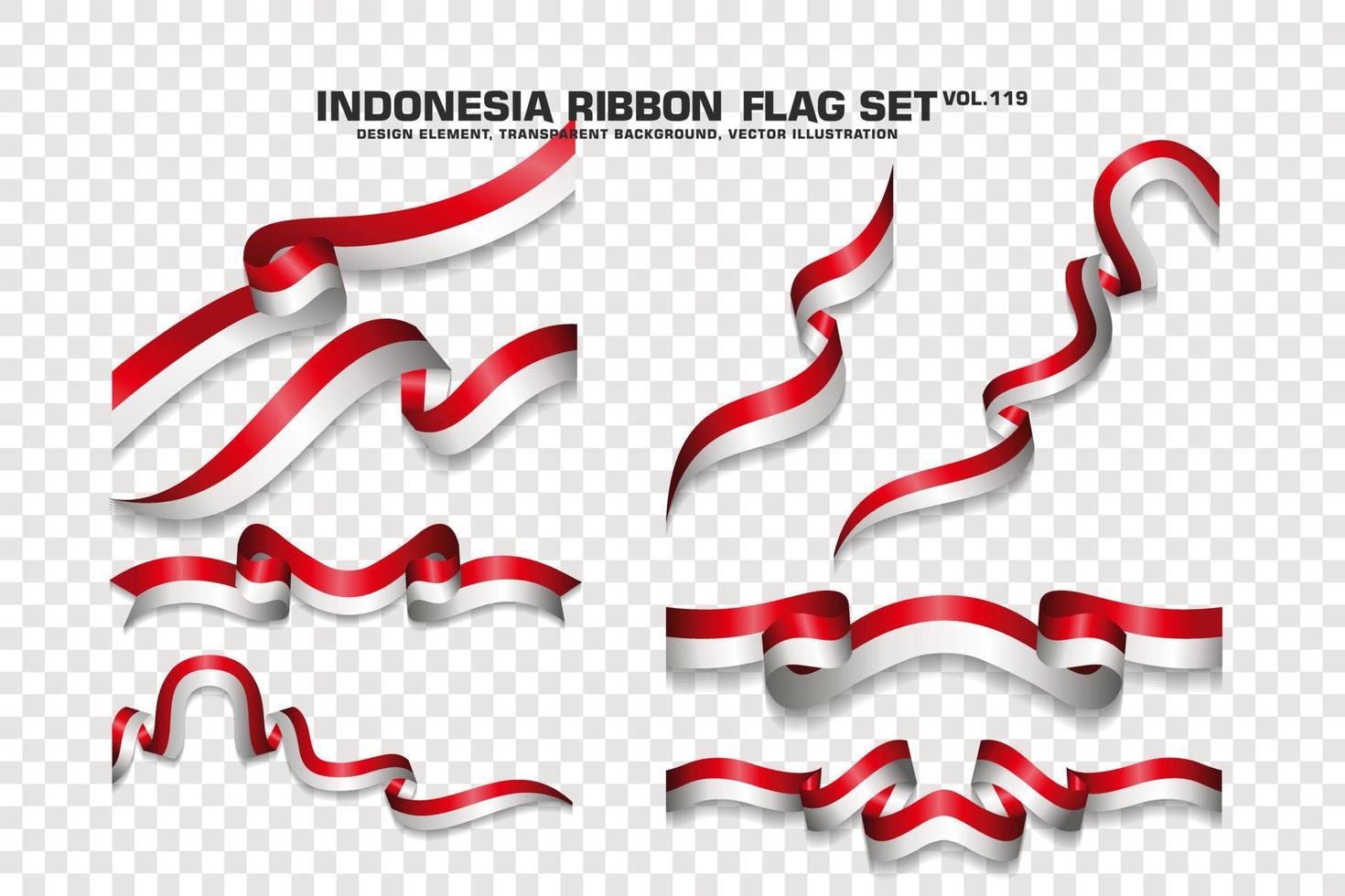 Indonesia Ribbon Flags Set, Element design, 3D style. vector Illustration