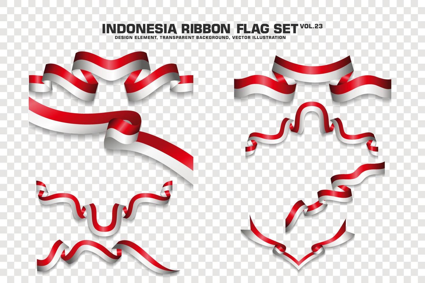 conjunto de banderas de cinta de indonesia, diseño de elementos, estilo 3d. ilustración vectorial vector