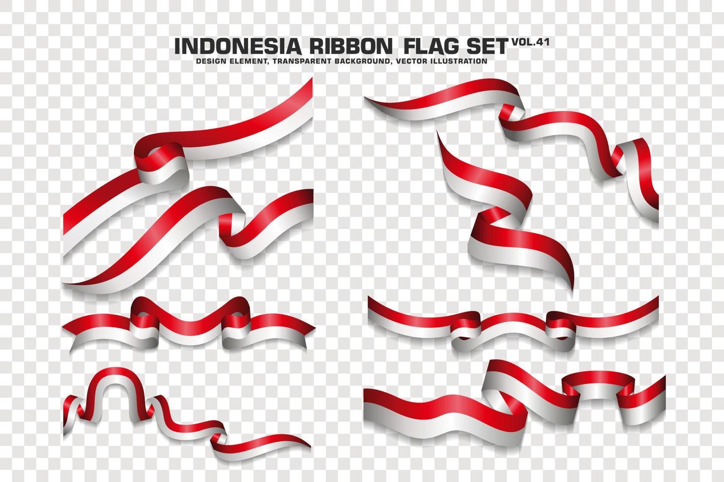 Indonesia Ribbon Flags Set, Element design, 3D style. vector Illustration