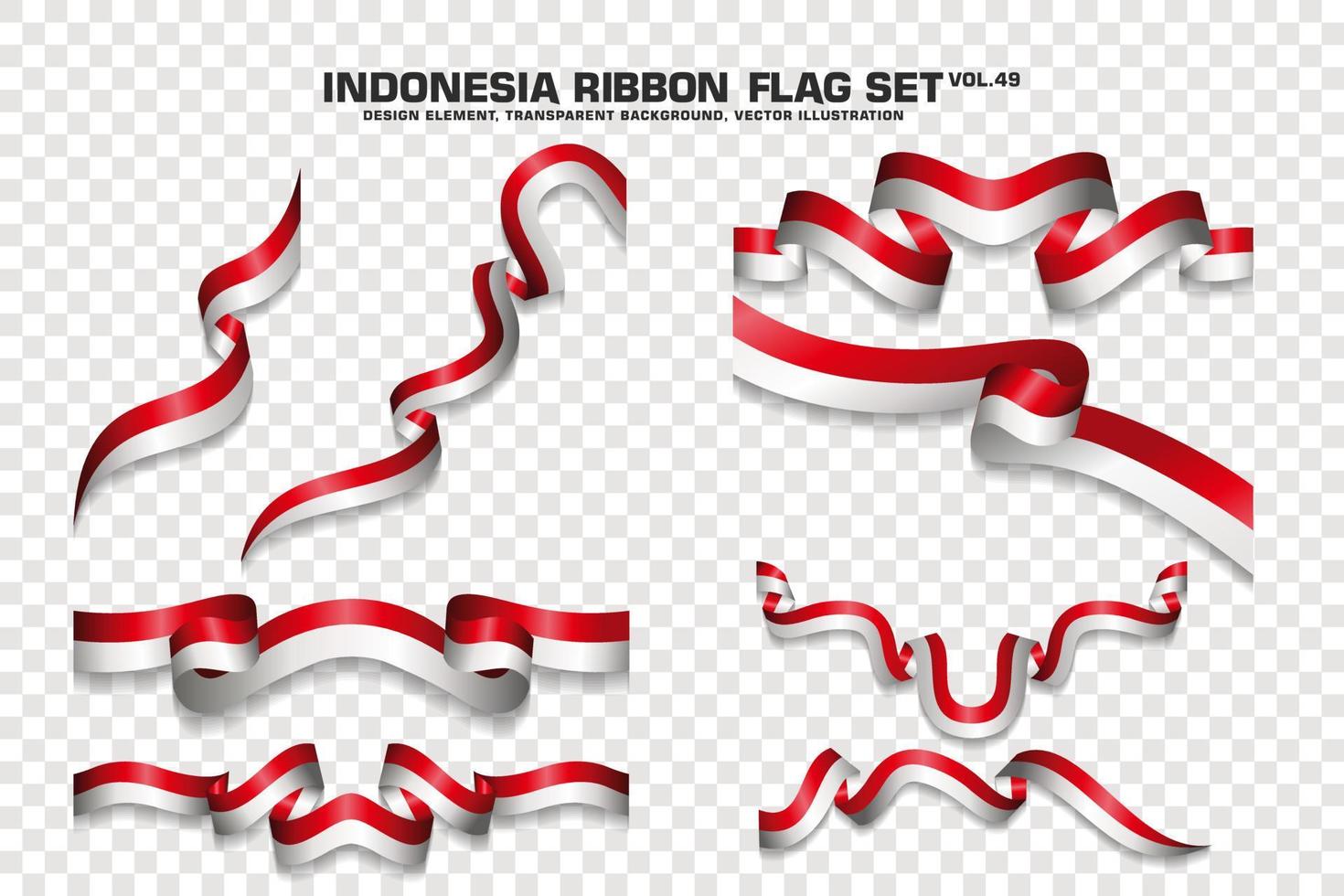 Indonesia Ribbon Flags Set, Element design, 3D style. vector Illustration