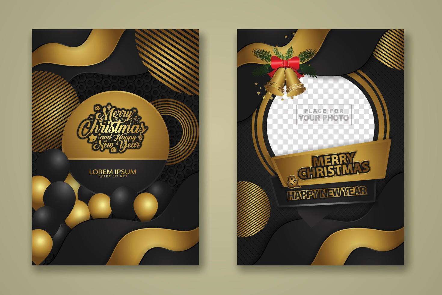 luxury Christmas Poster Template with Shiny Gold and texture background. Vector illustration