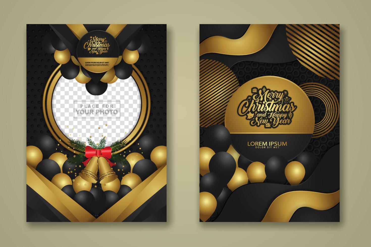 luxury Christmas Poster Template with Shiny Gold and texture background. Vector illustration