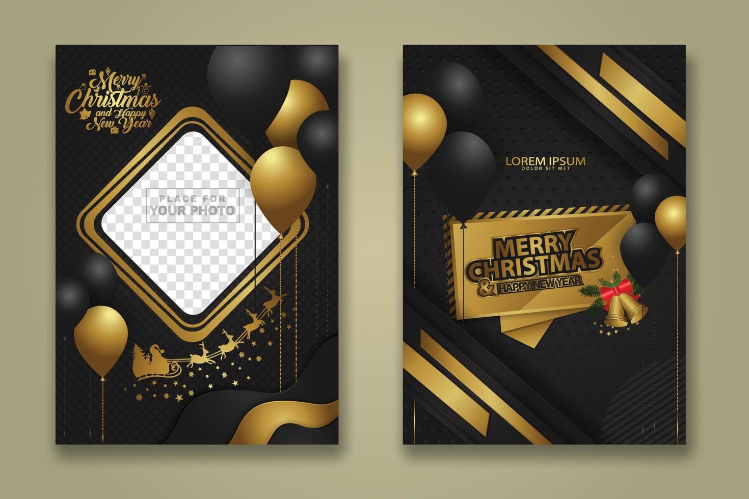luxury Christmas Poster Template with Shiny Gold and texture background. Vector illustration