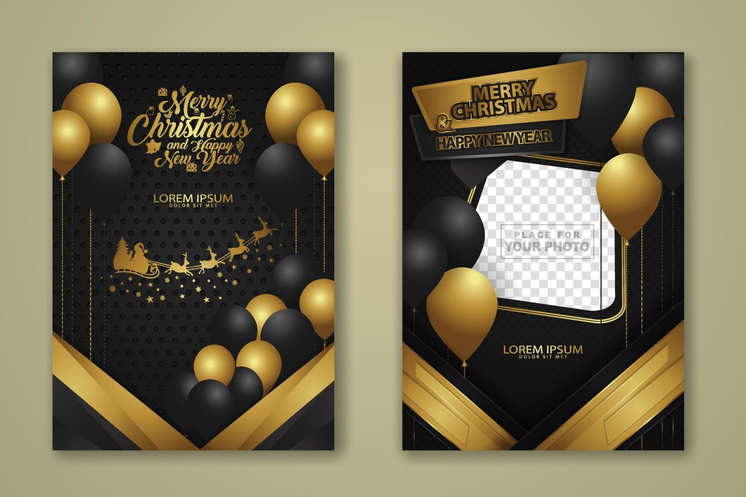 luxury Christmas Poster Template with Shiny Gold and texture background. Vector illustration