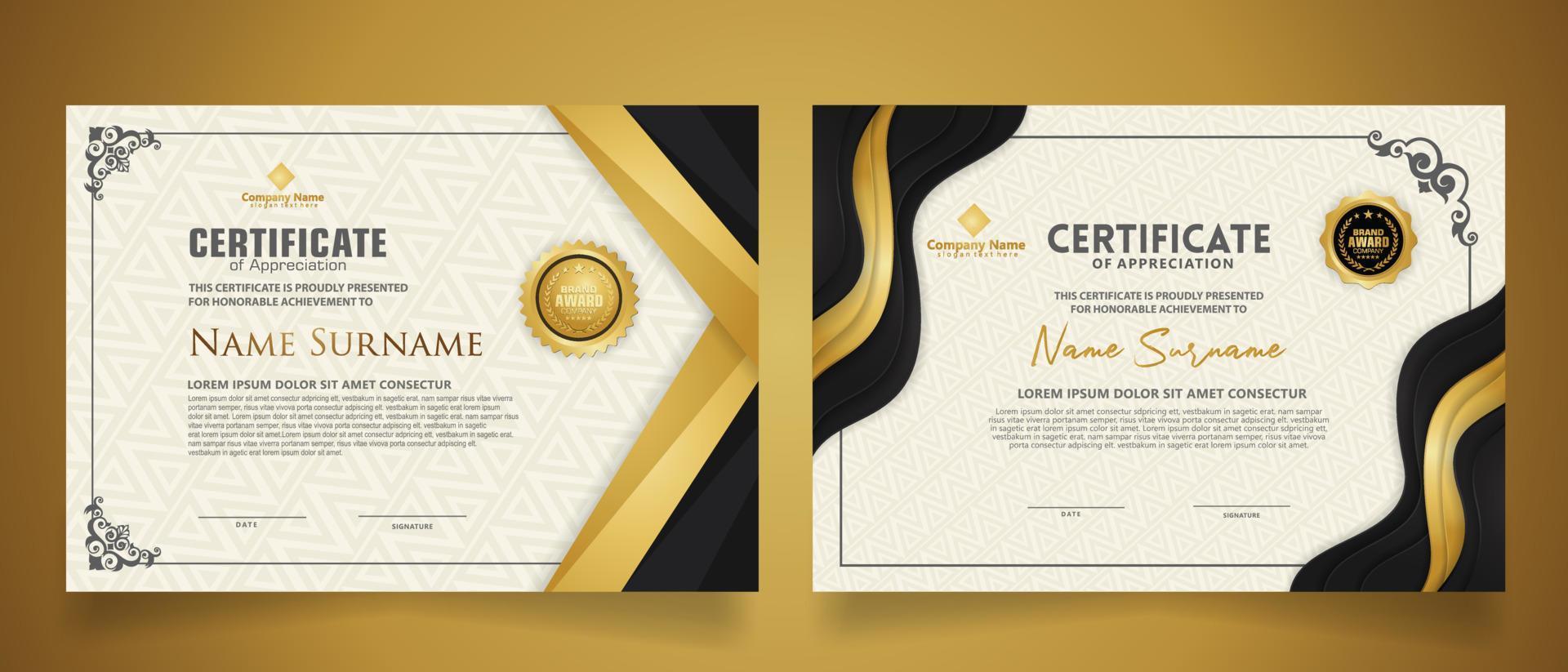 certificate template with classic frame and modern pattern, diploma, vector illustration