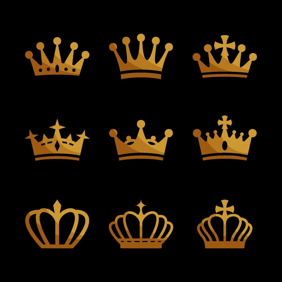 Gold Crown Icon Set vector