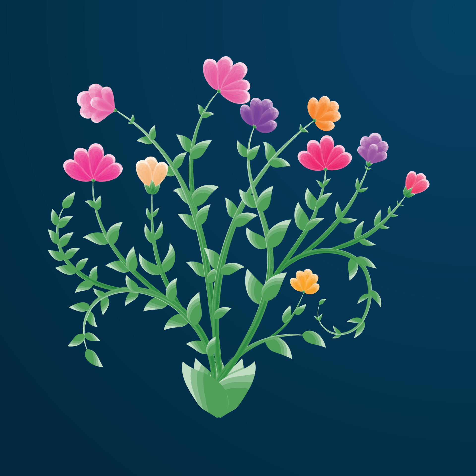 color full flower with tree, natural plants, floral plans 8577353