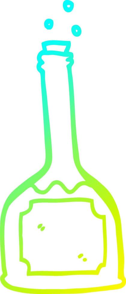 cold gradient line drawing cartoon bottle of red wine vector
