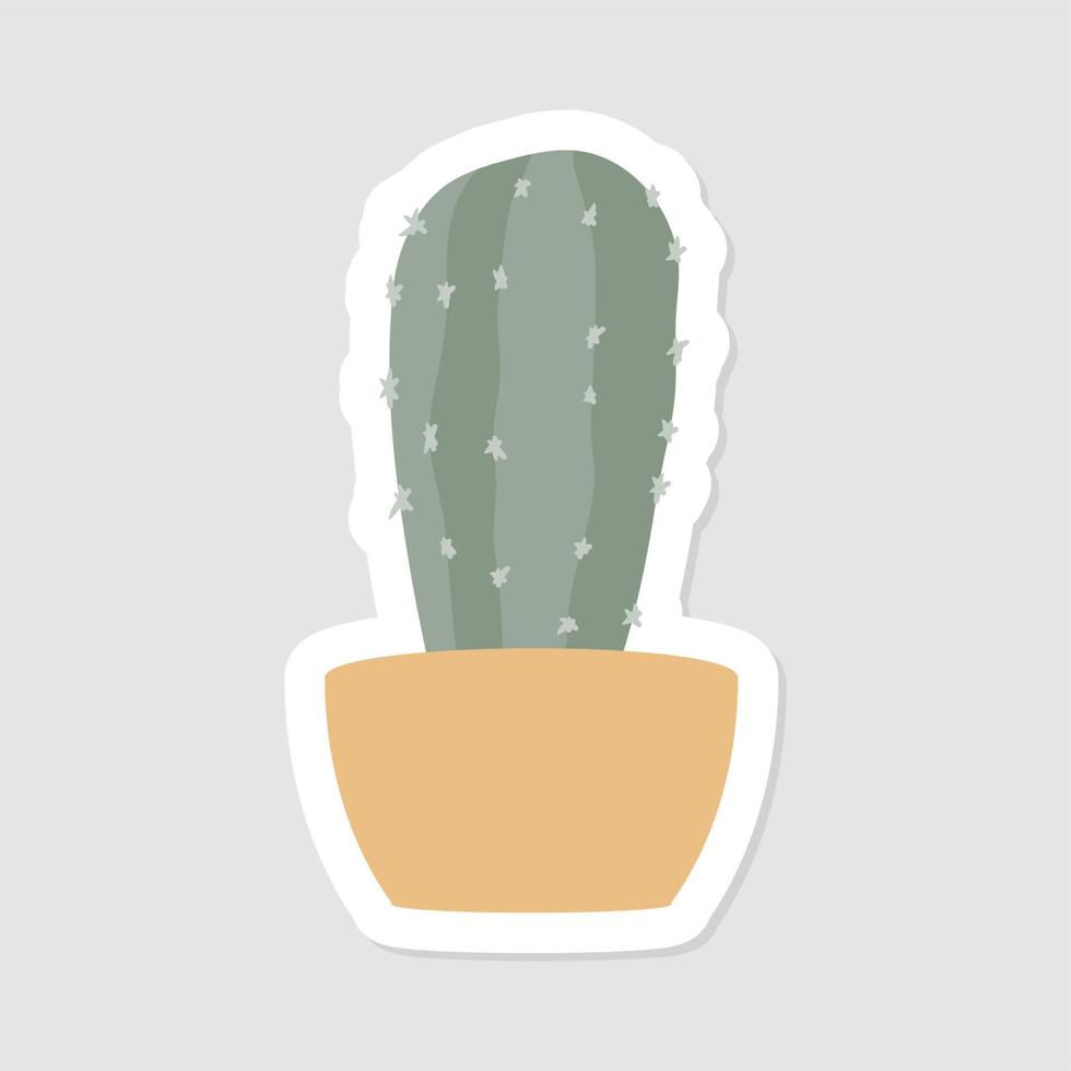 Cute aesthetic mini cactus sticker. Isolated Illustration. Flat style. vector