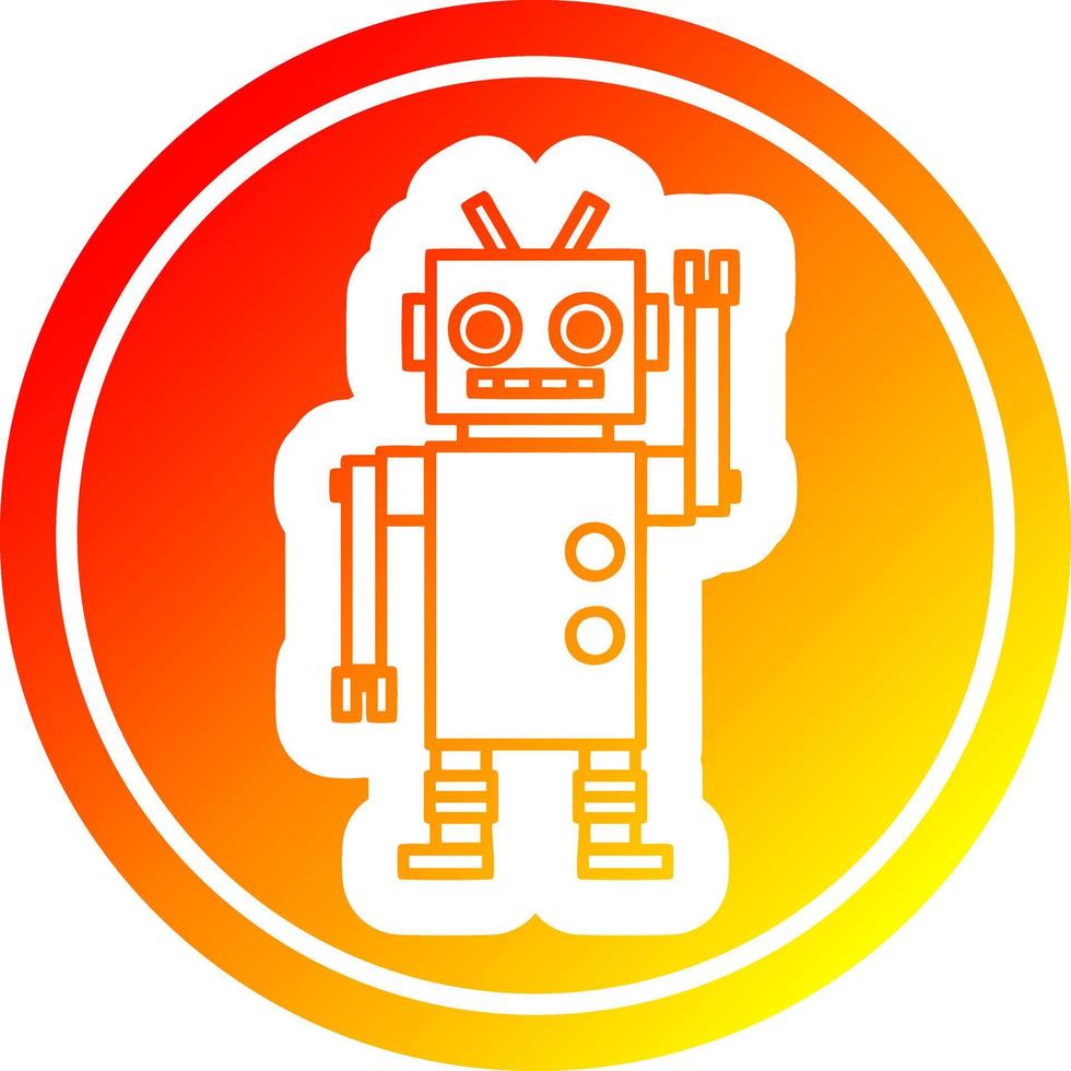 dancing robot circular in hot gradient spectrum vector