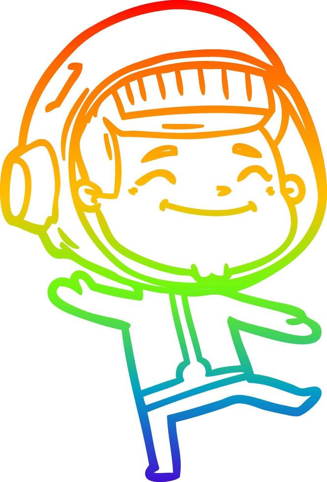 rainbow gradient line drawing happy cartoon astronaut vector