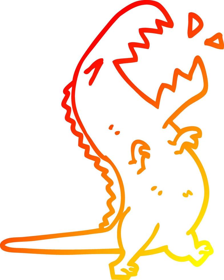 warm gradient line drawing cartoon roaring t rex vector