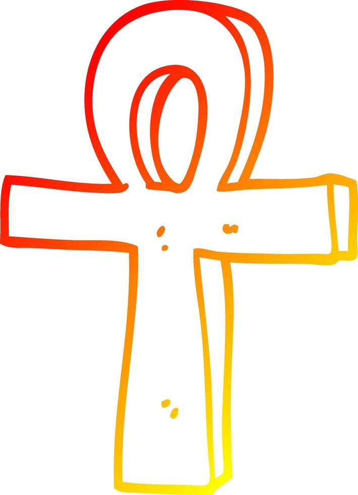 warm gradient line drawing cartoon of an ankh vector