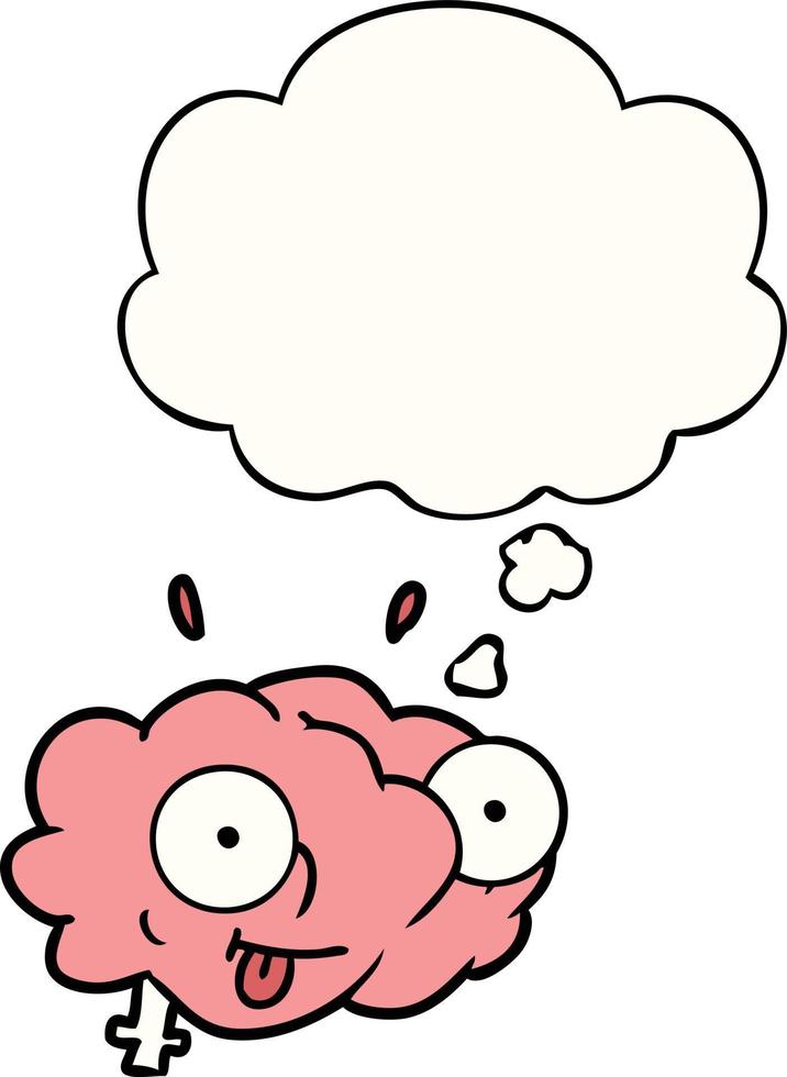 funny cartoon brain and thought bubble vector