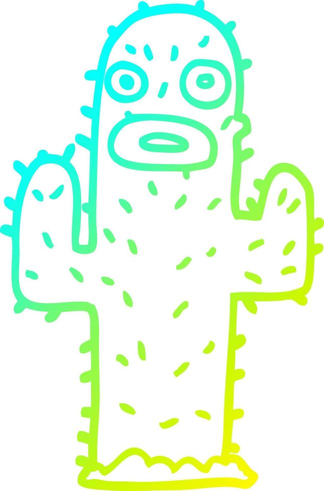 cold gradient line drawing cartoon cactus vector