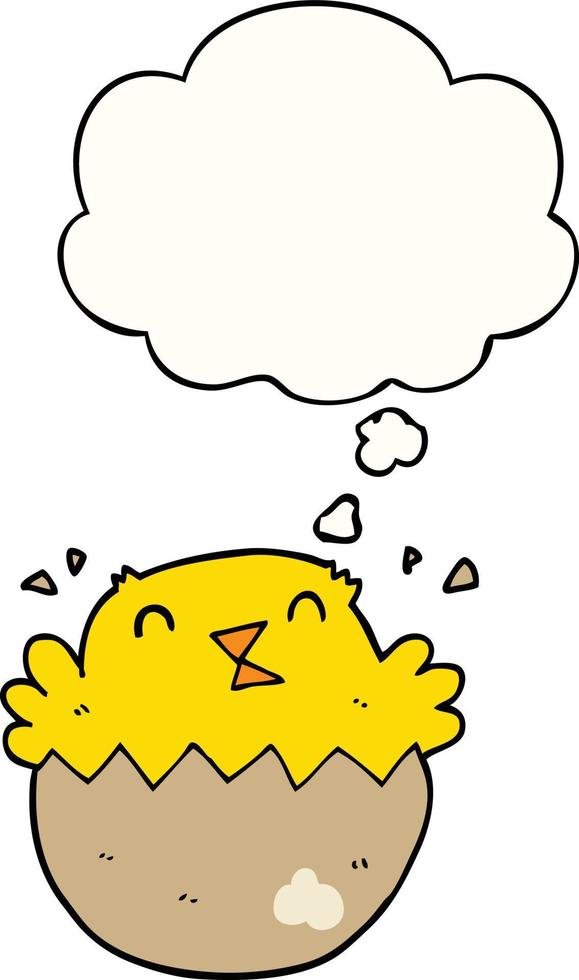 cartoon hatching chick and thought bubble vector