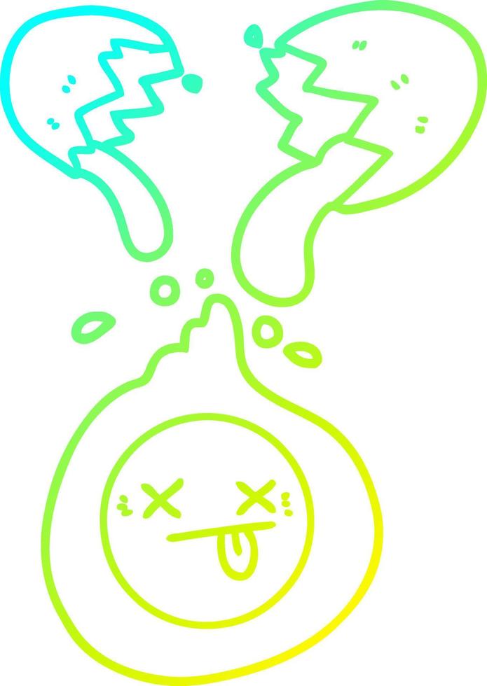 cold gradient line drawing cartoon cracked egg vector