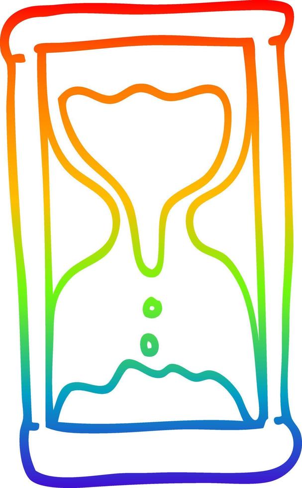 rainbow gradient line drawing cartoon hourglass vector