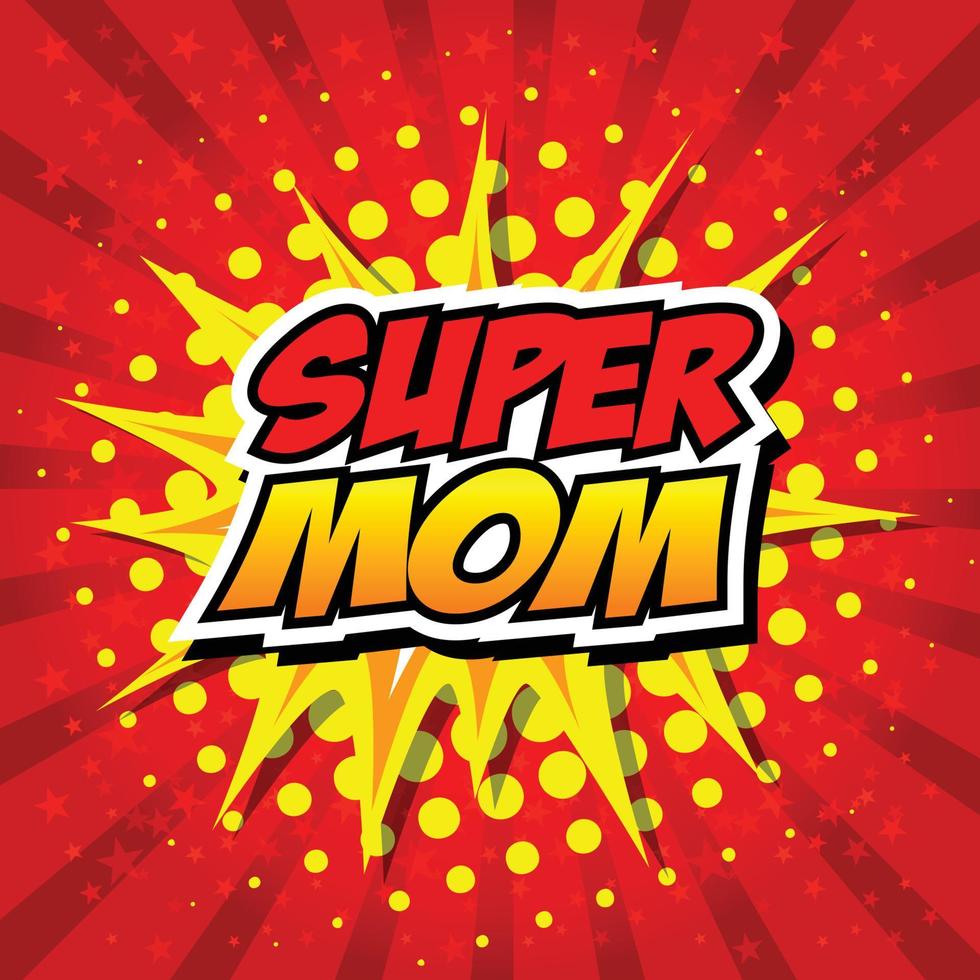 SuperMom Comic Speech Bubble, Cartoon vector