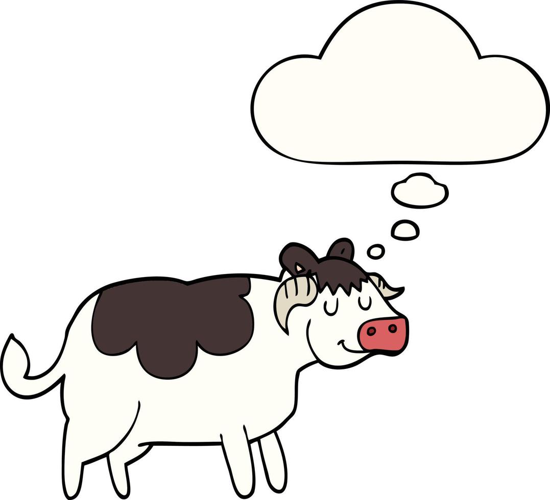 cartoon cow and thought bubble vector
