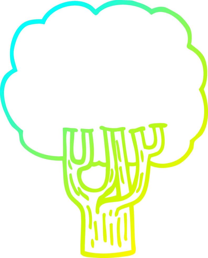 cold gradient line drawing cartoon blooming tree vector