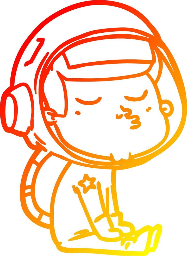 warm gradient line drawing cartoon confident astronaut vector
