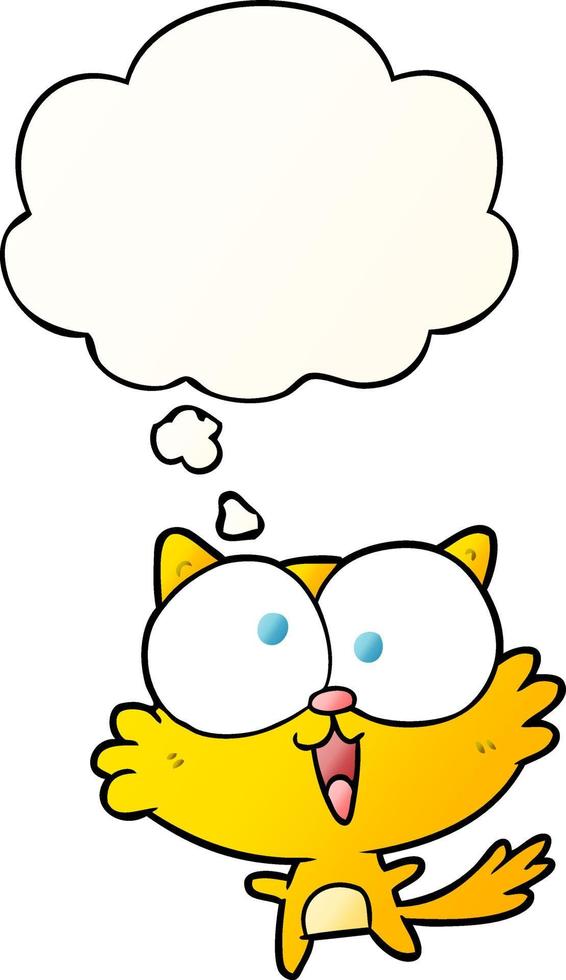 crazy cartoon cat and thought bubble in smooth gradient style vector